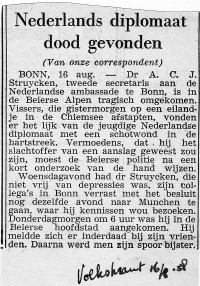 Nederlands diplomaat dood gevonden (1958)